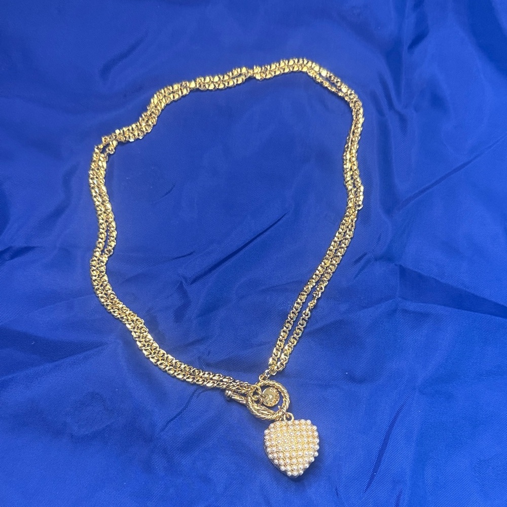 Talbots Gold Necklace with Pearl Heart‎ Pendant. 17” long